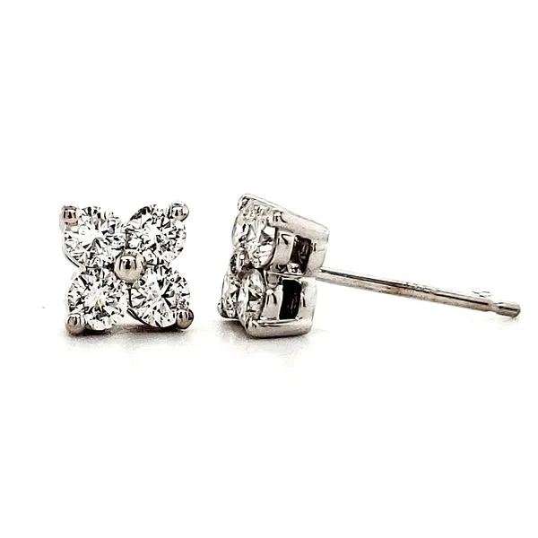 14K White Gold 4 Stone Diamond Cluster Earring Image 2 Quality Gem LLC Bethel, CT
