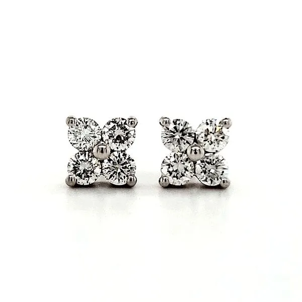 14K White Gold 4 Stone Diamond Cluster Earring Image 3 Quality Gem LLC Bethel, CT