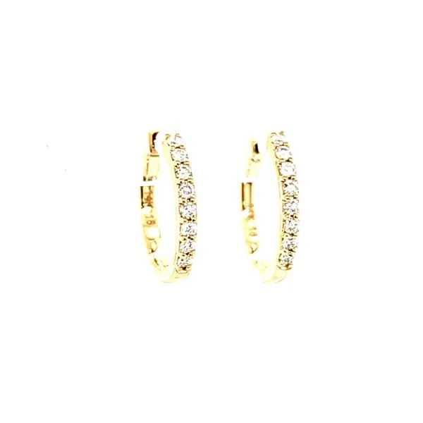 14K Yellow Gold Diamond Huggie Hoop Earrings Quality Gem LLC Bethel, CT