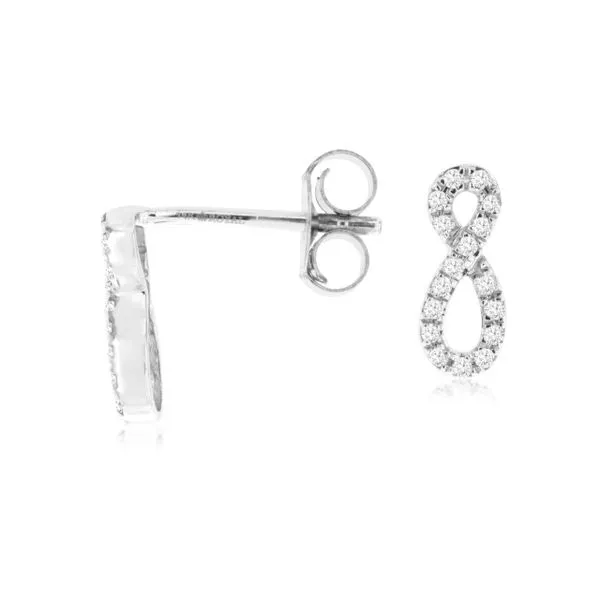 14K White Gold Diamond Infinity Stud Earrings Quality Gem LLC Bethel, CT