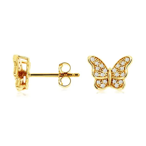 14K Yellow Gold Diamond Butterfly Stud Earrings Quality Gem LLC Bethel, CT