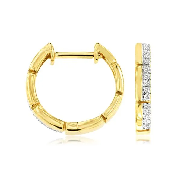 14K Yellow Gold Edge Hoop Diamond Earrings Quality Gem LLC Bethel, CT