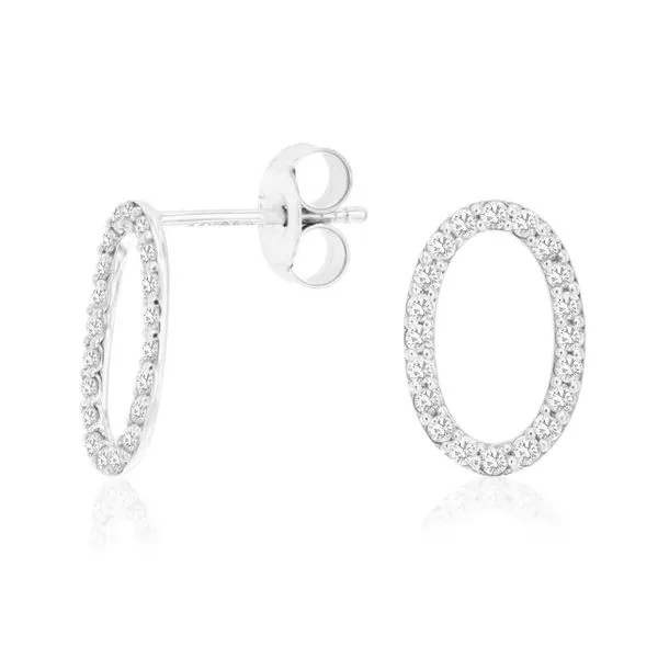 14K White Gold Open Oval Diamond Earrings Quality Gem LLC Bethel, CT