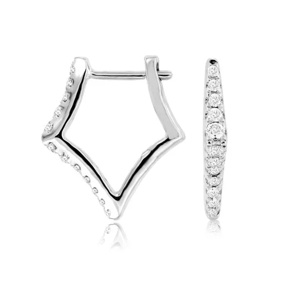 14K White Gold Geometric Diamond Hoop Earrings Quality Gem LLC Bethel, CT