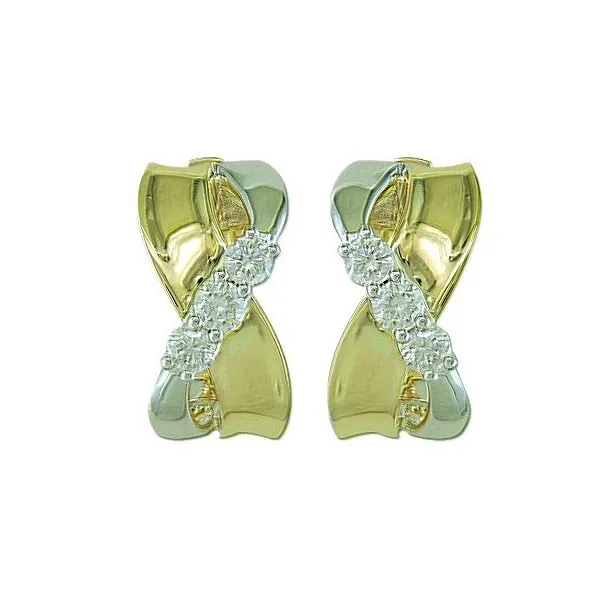14K Two Tone Diamond X Hoop Earrings Quality Gem LLC Bethel, CT