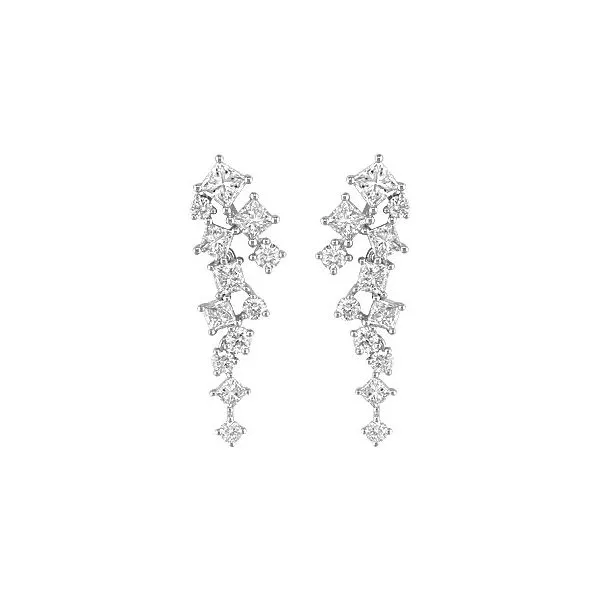 14K White Gold Diamond Waterfall Earrings Quality Gem LLC Bethel, CT