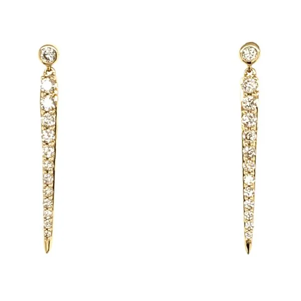14K Yellow Gold Spiked Dangle Diamond Earrings Quality Gem LLC Bethel, CT
