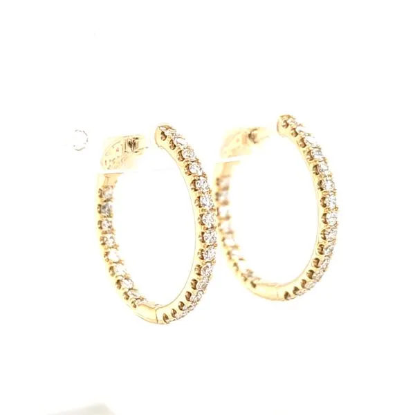 14K Yellow Gold Inside/Outside Diamond Hoop Earrings Quality Gem LLC Bethel, CT