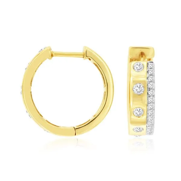 14K Yellow Gold Diamond Hoop Earrings Quality Gem LLC Bethel, CT