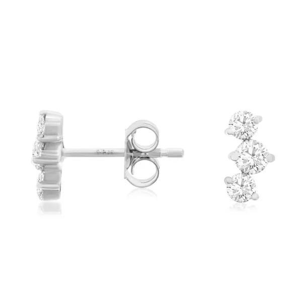 14K White Gold Diamond Climber Earrings Image 2 Quality Gem LLC Bethel, CT