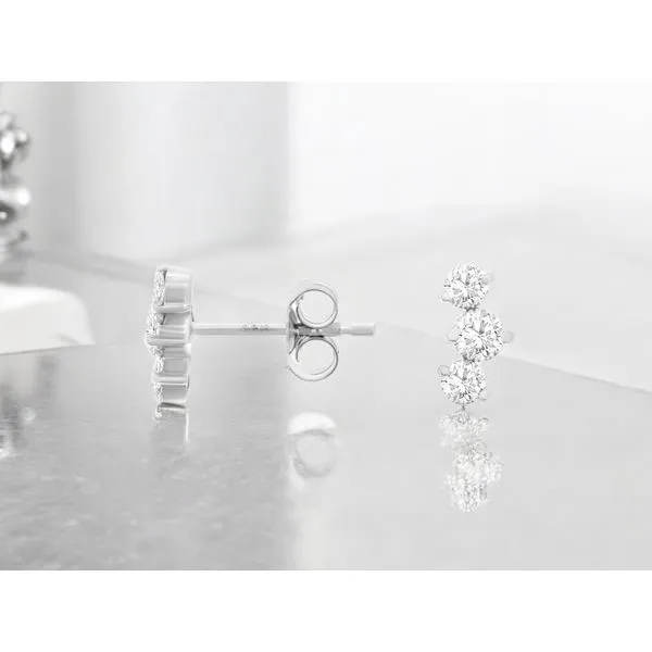 14K White Gold Diamond Climber Earrings Quality Gem LLC Bethel, CT