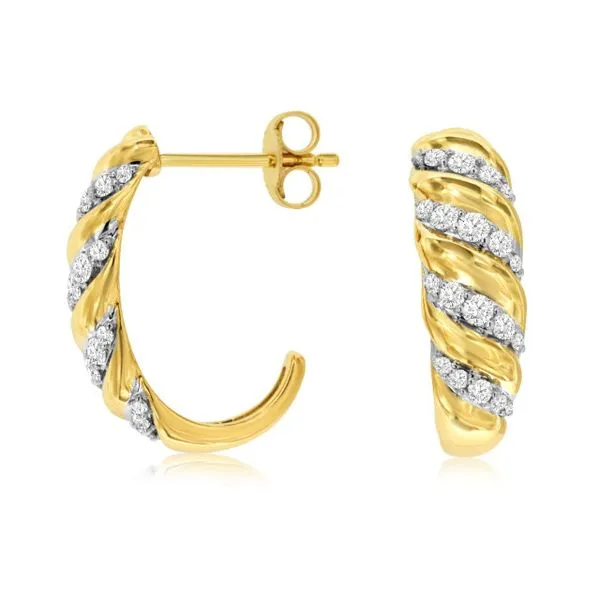 14K Yellow Gold Twist J Hoop Earrings Quality Gem LLC Bethel, CT
