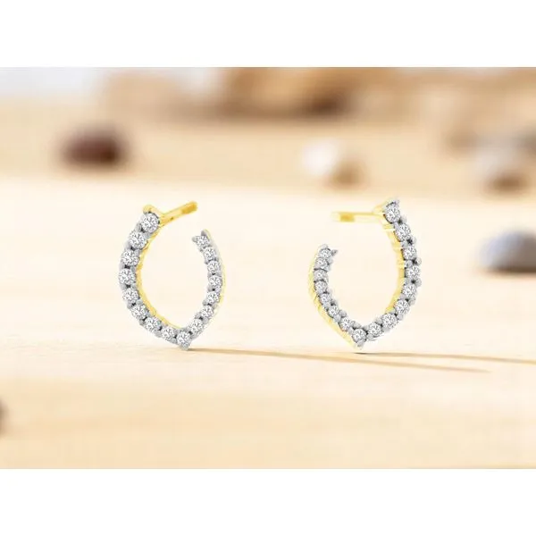 14K Two Tone Diamond Twist Earrings Image 2 Quality Gem LLC Bethel, CT