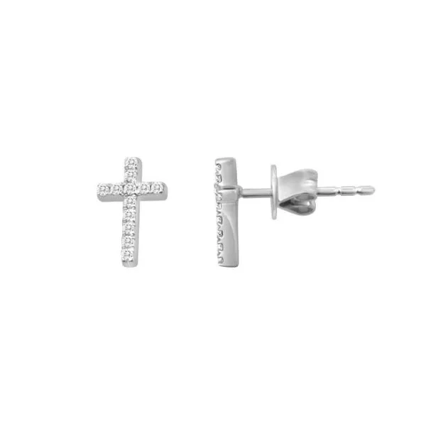 14K White Gold Diamond Cross Earrings Quality Gem LLC Bethel, CT