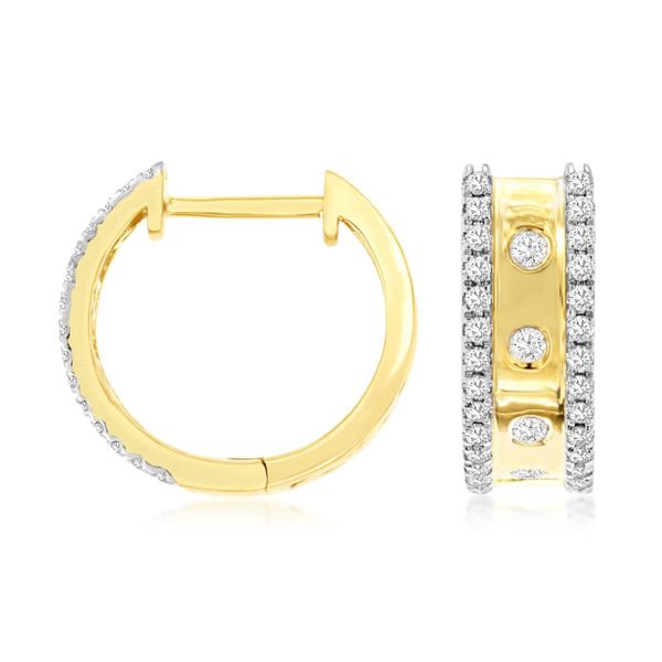 14K Yellow Gold Diamond Huggie Hoop Earrings Quality Gem LLC Bethel, CT