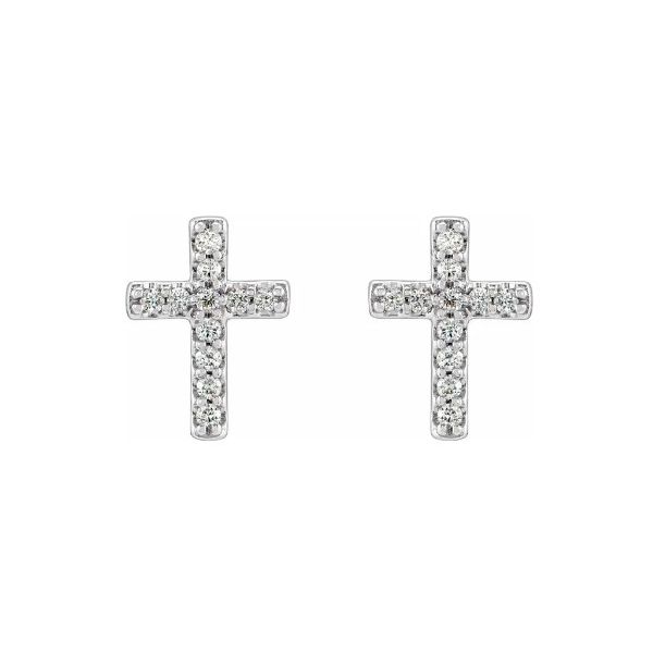 14K White Gold Diamond Cross Earrings Quality Gem LLC Bethel, CT