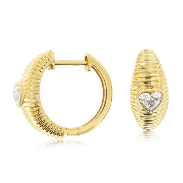 14K Yellow Gold Ribbed Huggie Heart Earrings Quality Gem LLC Bethel, CT