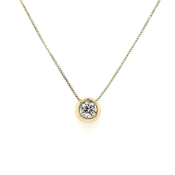 14K Yellow Gold Polish Bezel Diamond Slide Pendant Image 3 Quality Gem LLC Bethel, CT