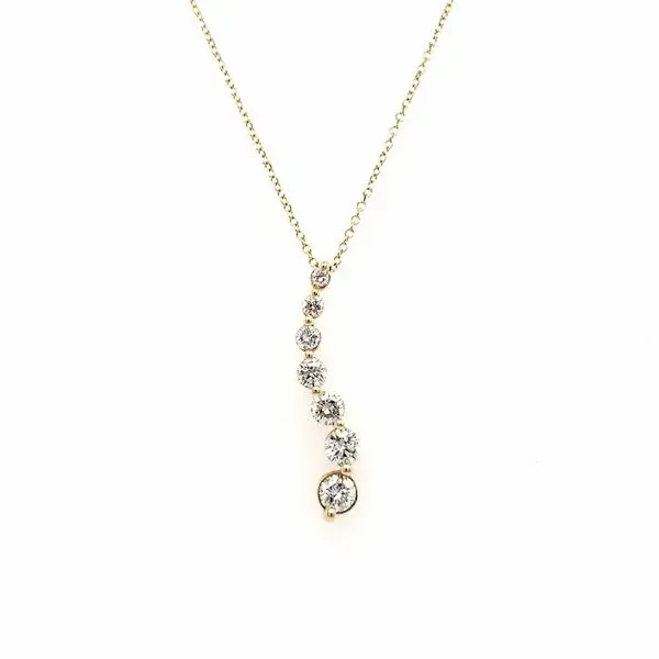 14K Yellow Gold Diamond 0.75 Carat Journey Pendant Image 3 Quality Gem LLC Bethel, CT