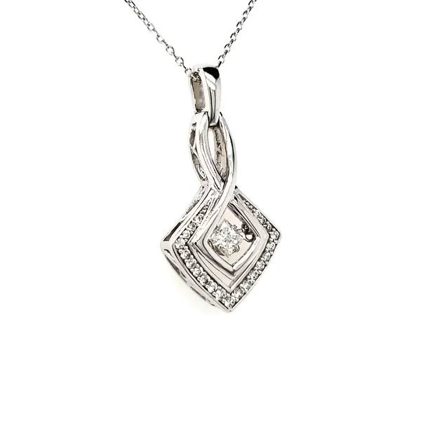 14K White Gold Dancing Diamond Pendant Image 2 Quality Gem LLC Bethel, CT
