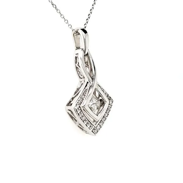 14K White Gold Dancing Diamond Pendant Image 3 Quality Gem LLC Bethel, CT