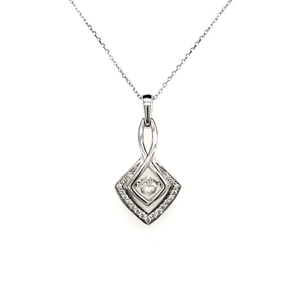14K White Gold Dancing Diamond Pendant Image 4 Quality Gem LLC Bethel, CT