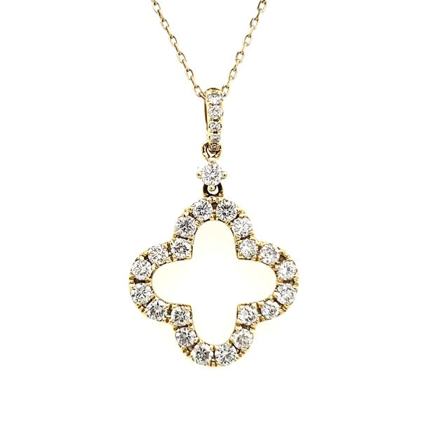 18K Yellow Gold Open Quatrefoil Diamond Pendant Quality Gem LLC Bethel, CT