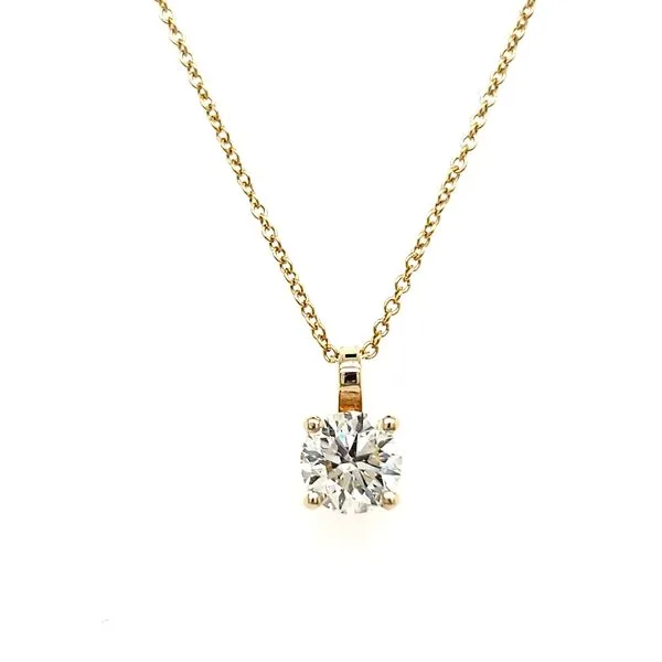 14K Yellow Gold Single 0.90 Carat Diamond Pendant Image 3 Quality Gem LLC Bethel, CT