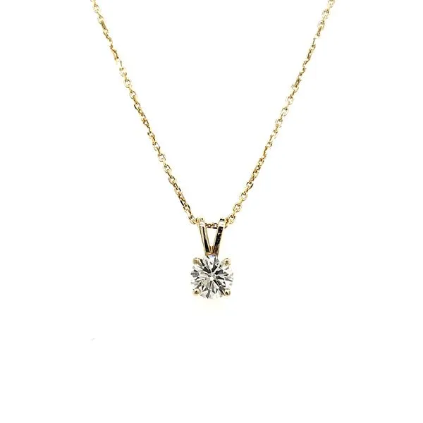 14K Yellow Gold Single Diamond Pendant Image 3 Quality Gem LLC Bethel, CT