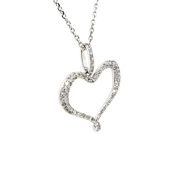 14K White Gold Pavé Diamond Heart Pendant Image 2 Quality Gem LLC Bethel, CT