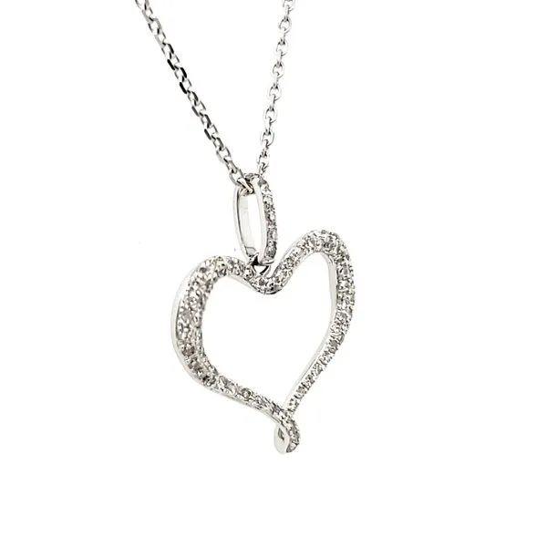 14K White Gold Pavé Diamond Heart Pendant Image 3 Quality Gem LLC Bethel, CT