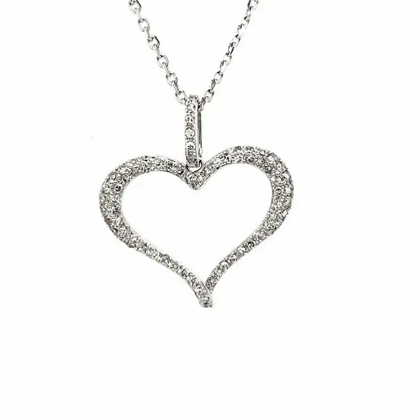 14K White Gold Pavé Diamond Heart Pendant Quality Gem LLC Bethel, CT