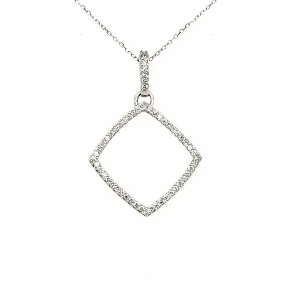 14K White Gold Open Square Diamond Pendant Image 3 Quality Gem LLC Bethel, CT