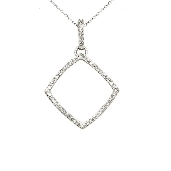 14K White Gold Open Square Diamond Pendant Quality Gem LLC Bethel, CT