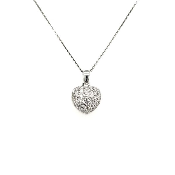 14K White Gold Pavé Puffed Diamond Heart Pendant Image 4 Quality Gem LLC Bethel, CT