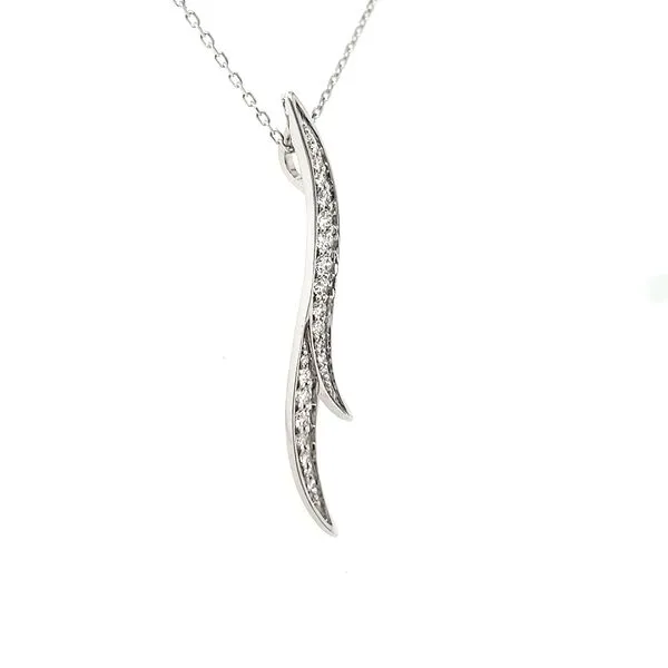 14K White Gold Breeze Diamond Pendant Image 3 Quality Gem LLC Bethel, CT