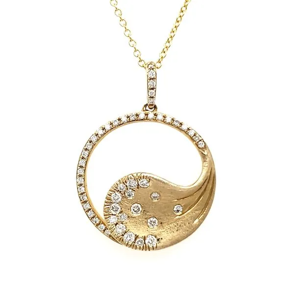 14K Yellow Gold Diamond Wave Pendant Quality Gem LLC Bethel, CT