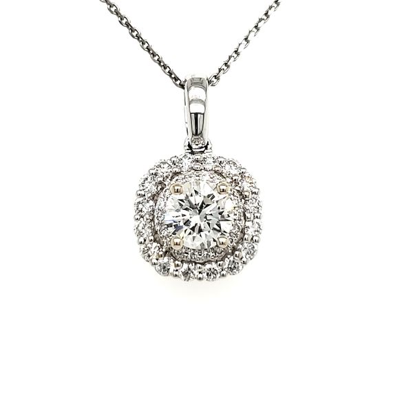 14K White Gold Double Halo Diamond Pendant Quality Gem LLC Bethel, CT