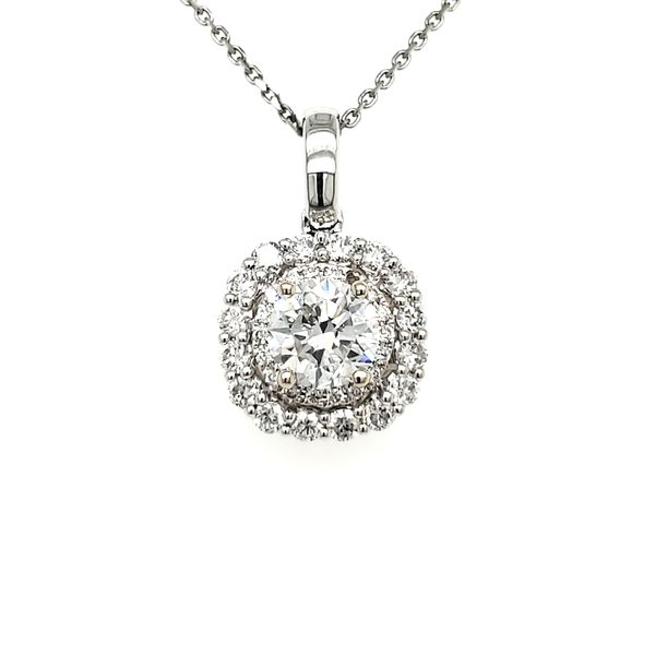 14K White Gold Double Halo Diamond Pendant Quality Gem LLC Bethel, CT