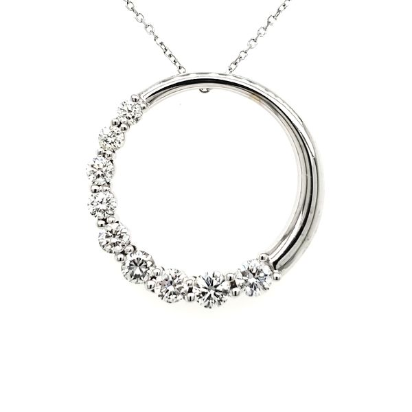 14K White Gold Diamond Journey Circle Pendant Quality Gem LLC Bethel, CT