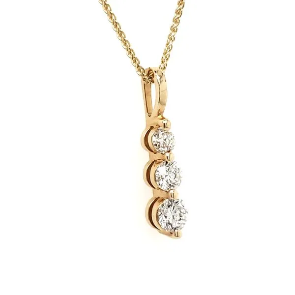 14K Yellow Gold Graduated Three Stone Diamond Pendant Image 2 Quality Gem LLC Bethel, CT