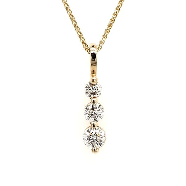 14K Yellow Gold Graduated Three Stone Diamond Pendant Quality Gem LLC Bethel, CT