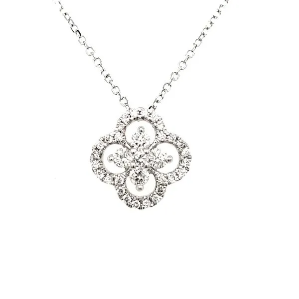 14K White Gold Quatrefoil Diamond Pendant Quality Gem LLC Bethel, CT