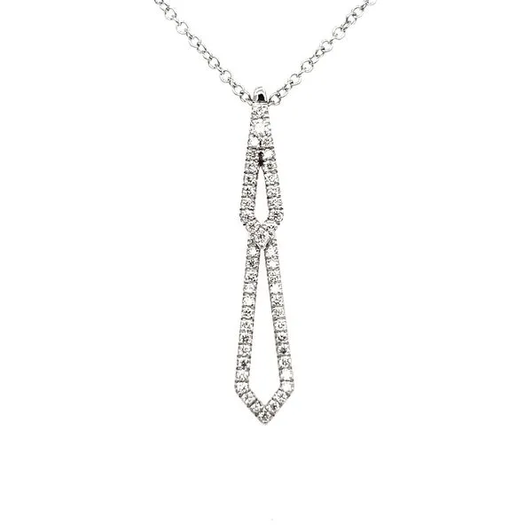 14K White Gold Double Drop Diamond Pendant Quality Gem LLC Bethel, CT