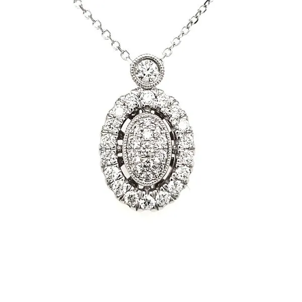 14K White Gold Pavé Oval Diamond Pendant Quality Gem LLC Bethel, CT