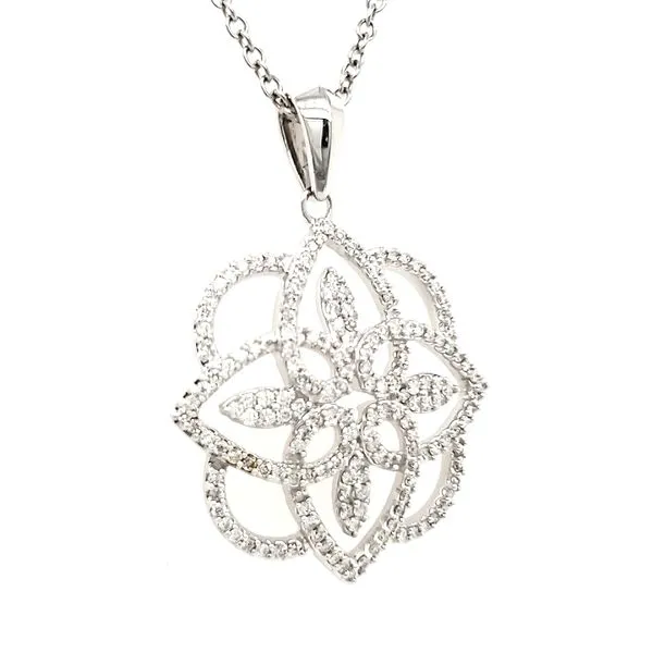 14K White Gold Geometric Quatrefoil Diamond Pendant Image 2 Quality Gem LLC Bethel, CT