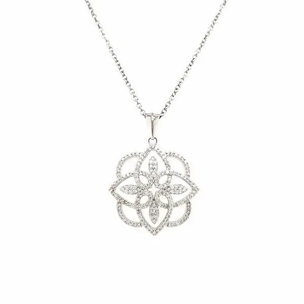 14K White Gold Geometric Quatrefoil Diamond Pendant Image 3 Quality Gem LLC Bethel, CT