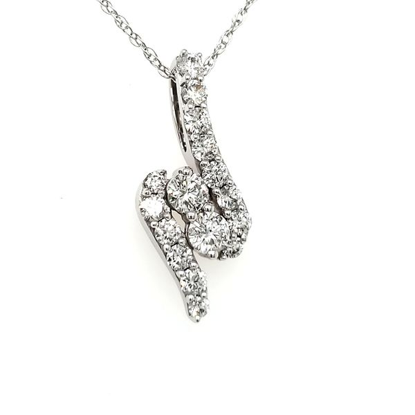 14K White Gold Two Stone Bypass Diamond Pendant Image 2 Quality Gem LLC Bethel, CT