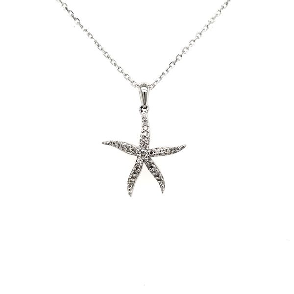 14K White Gold Diamond Starfish Pendant Image 3 Quality Gem LLC Bethel, CT