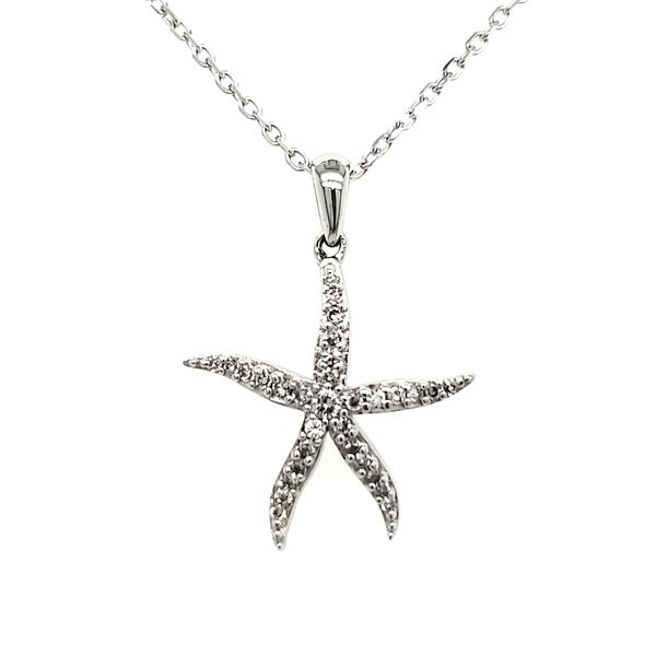 14K White Gold Diamond Starfish Pendant Quality Gem LLC Bethel, CT